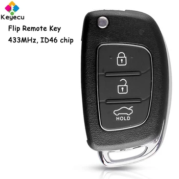 KEYECU Nahradenie Flip/ Skladanie Diaľkové Ovládanie Auta Kľúč S 3 Tlačidlo 433MHz ID46 Čip - FOB pre Hyundai IX35 2013 2014 2015
