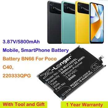 Cameron Čínsko 5800mAh Mobilné telefóny, SmartPhone Batériu, BN66 pre Poco C40, 220333QPG