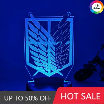 3D Ilúziu Led Nočné Svetlo Krídla Slobody 7 Farieb Zmena Nočného pre Deti Izba Dekor stolná Lampa Útok na Titan Darček
