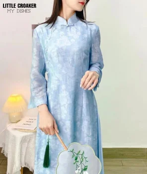 Očarujúce Retro Čínske Ženy Cheongsam Šaty Qipao Strany Nosenie Cheongsam Čínske Šaty pre Ženy Aodai Vietnamskej Šaty 2022