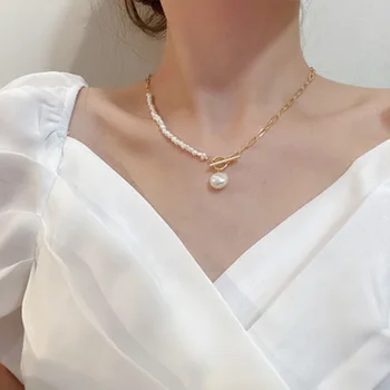 Vintage Baroková Perla Nepravidelného SZ Zámku Reťaze Náhrdelník 2020 Geometrické Pearl Prívesok Love Náhrdelníky pre Ženy Módne Šperky
