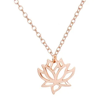 Hot Predaj Šperkov Vydlabaných Lotus Náhrdelník Clavicle Reťazca Jednoduché Hladké Prívesok Náhrdelník Šperkov Náhrdelník Ženy