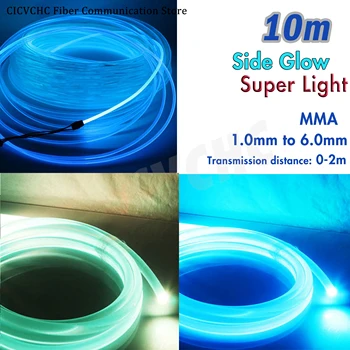 10m MMA Strane Svietiť Super Ľahké Plastové Fiber Optics Kábla pre Led Svetlo Ukazujúce-1.0 mm 6.0 mm