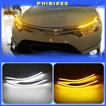 2KS LED Denných prevádzkových Svetlo Žltá Zase Signál Relé Auto Svetlometu Obočia, Dekorácie Pre Toyota Vios 2014 2015 2016