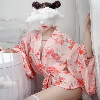 Valentína sexy spodné Prádlo, Pyžamo nastaviť Nightgown Tlač Sexy Jednotné Žien Japonské Kimono Hra Cosplay Jednotný Odev