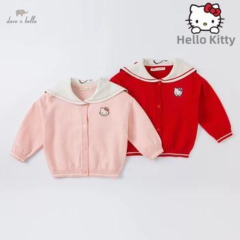 Hello Kitty Dave Bella Jar, Jeseň, Baby, Dievčatá Cartoon Cardigan Deti Kabát Deti Roztomilý Dievča Pletený Sveter DB1220844