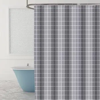 40 Nordic Sivý Kockovaný Sprchový Záves 180 CM Nepremokavé Polyesterové Kúpeľňa Vysokej Kvality Oblasť Záves S Háčikmi
