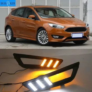 1Pair pre Ford Focus 4 2015 2016 2017 2018 LED DRL denné beží svetlo Nárazníka Predné Hmlové svietidlo žltej Zase Signál