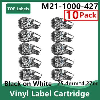 1~10PK Vinyl Štítok Film M21-1000-427 Kazety Čierna/Biela Použitie Ručné Tlačiareň štítkov Ovládacie Panely,Elektrické Panely,Datacom