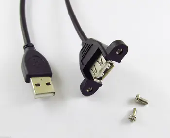 10pcs USB 2.0 A Samec Na USB Žena Panel Mount Adaptér Predĺženie Kábla Skrutka Zámok 50 cm