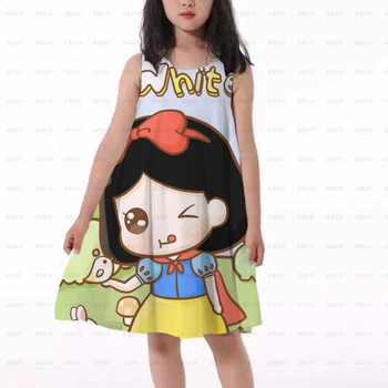 Snow White Dievča Šaty Oblečenie Cartoon Bežné detské Narodeninové Darčeky Oblečenie Disney Séria Princezná bez Rukávov A-line sukne