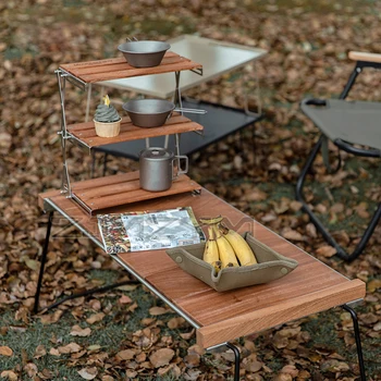 Vonkajšie Multifunkčné Camping Drevený Skladací Stôl Prenosné Camping, Stolný GRIL Stolný Self-vodičský Cestovné Tabuľka