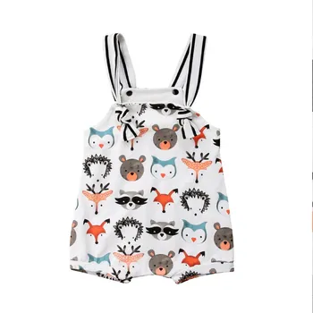 Malé Dieťa Bavlna Kombinézu Pás Jednoduché Nosenie Mimo Batoľa Romper Zvieratá Cartoon Oblečenie Pre Deti Jumpsuit Unisex Jeden Kus 