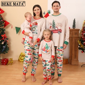 Rodina Vianoce Zodpovedajúce Oblečenie 2022 Zime Novú Rodinu Zodpovedajúce Oblečenie Matka, Otec, Deti Pyžamo Nastaviť Bavlna Dieťa Romper