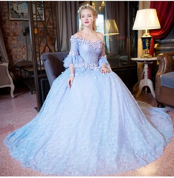 100%reálne svetlo modrá čipky kvet lomka golier súd plesové šaty, stredoveké šaty Renesancie Šaty princezná kostým Viktoriánskej šaty