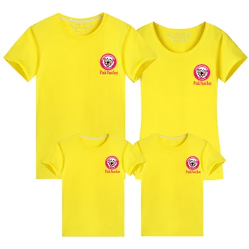 Letné Rodina Disney Tričko Karikatúra Tlače Streetwear Žltá Krátky Rukáv Bavlna T-Shirt Deti Topy Bežné Ženy Oblečenie