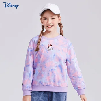 Disney Minnie Baby Girl 100% Bavlny s Kapucňou, Jar, Jeseň Dieťa Cartoon Pulóver s Dlhým Rukávom Kolo Krku Top Detské Oblečenie 5-14Y