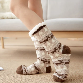 Ženy Elk Vianočné Teplé Ponožky Žena Jeseň A V Zime Poschodí Ponožky Pre Dospelých Domov Spať Ponožky Nový, Veľkosť Plus Velvet Zahustiť