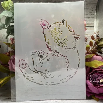 A4 29 cm Cute Pet Mačka DIY Vrstvenie Blany Nástenné Maľby Zápisník Sfarbenie Razba Album Dekoratívne Šablóny