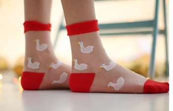 10pairs/veľa bežné ženy ponožky sklo, hodváb transparentné roztomilý zvieratá emboidery candy farby leta jar ponožky