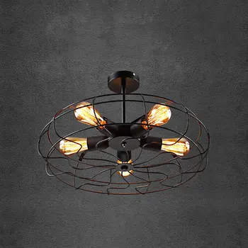 Nový Ročník 5 hláv železa Ventilátor stropné svietidlo loft lustre, lampy pre domova reštaurácia, jedáleň zariadenie