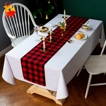 Moderné Svetlo Luxusný Klasický Stôl Runner Červené a Čierne Kockované Domov Nordic Dekoratívne Prehoz Obrus