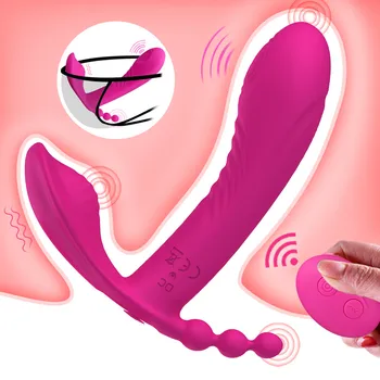 3 V 1 Bezdrôtový Nohavičky Vibrátor Nositeľné G Mieste Stimulátor Klitorisu Vaginálny, Análny Orgazmus Dildo Vibrátor sexuálnu Hračku pre Dospelých Žien