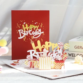 3D Up Karty, Pohľadnice, Obálky Ručné Happy Birthday Karty Tortu Sviečka Pohľadnice na Vianoce Valentine