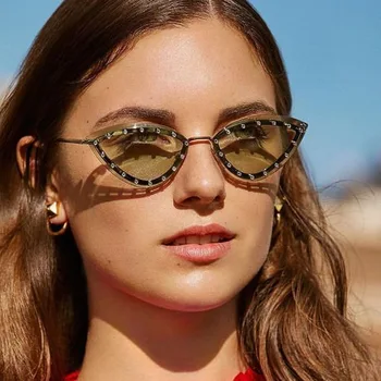 Ženy, Mačka Očí, slnečné Okuliare, Luxusné Značky Dizajnér Dámy bez obrúčok Slnečné Okuliare Retro Odtiene Žena UV400 Okuliare Oculos de sol