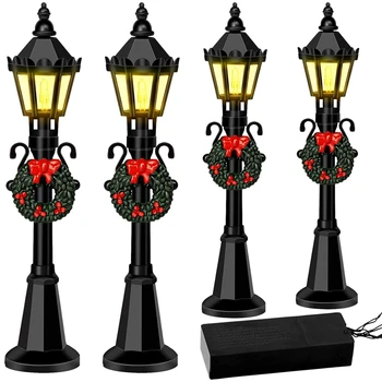 Vianočný Mini Street Light Modely,4 Ks Mini Pouličné Lampy Domček Pre Bábiky Pouličného Osvetlenia,Micro-Krajina Fairy Záhradné Doplnky