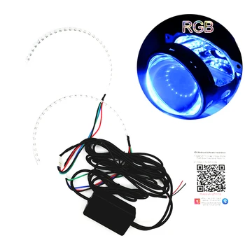2 X RGB LED Demon Eyes Halo Krúžok Projektor Objektív Svetlometu Retrofit Bluetooth Ovládanie