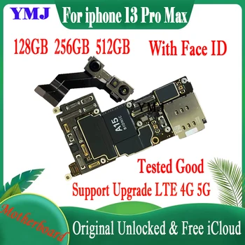 S Tvárou ID 100% Originálne Pre iPhone 13 Pro Max Doske 128 gb kapacitou 256 GB Full Odomknutý Zadarmo iCloud Logic board Podpora 4G 5G MB