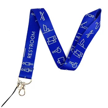 Chladné Modré Výstražné Znamenie Vytlačené Krku Popruhy Keychain Lano s karabínou Na Kľúče Odznak ID Držiteľom Mobilného Telefónu Visieť Lano Príslušenstvo