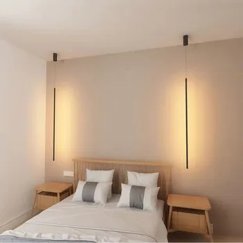 Moderný Minimalistický Riadok LED svetiel Prívesok zavesenie Spálne Posteli Moderný obývacia izba osvetlenie interiéru Geometrie svietidlá