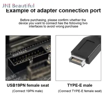 USB Predný Panel Adaptér Typu E na USB 3.0 19 KOLÍKOVÝ Adaptér pre Vnútorné Zvislé Hlavičky Splitter pre Typ C Doska