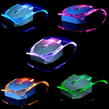 Farebné LED Svetlo Transparentné Bezdrôtová Myš Optická Myš Pre Notebook, POČÍTAČ, Prenosný Kliknite na položku Tichý