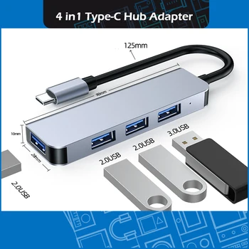 Notebook Typu-C, USB C Hub Na Multi USB 3.0 Adapter 4 v 1 Kábel Adaptéra Dokovacej Stanice Pre Macbook