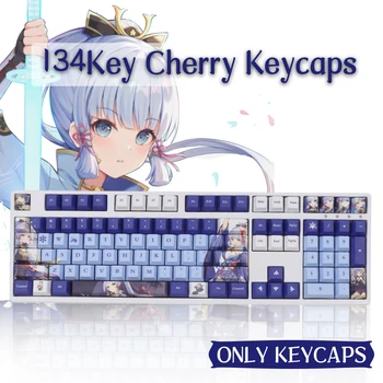 Genshin Shinri Ayana Keycap 134 kľúče Cherry Profil PBT Anime Keycap Nastaviť Pre Cherry MX 61 64 68 84 75 87 100 104 108 Klávesnice