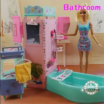 pre sprcha barbie kúpeľni Vaňa, bazén set pre Bábiku Barbie Dom Nábytku Predstierať, že Hrať Hračky pre Dievča Doprava Zadarmo