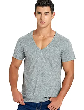 B5001 T-shirt voor Mannen Nízky Rez Vneck Vee Top Tees Slim Fit Korte Mouw Režim Mannelijke tričko Onzichtbare Ondershirt