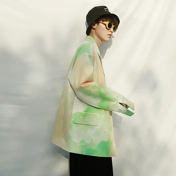 Jar Novej pánskej Ležérne Sako Bunda Mužov Malé Vyhovovali kórejská Verzia Trend Jeden Západné Obleky Gradient Farba Oblečenia