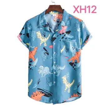 2021 Lete Vytlačené Tričko Mužov Bavlna Bežné Priedušná Krátky Rukáv Streetwear Havajské Košele Značky Voľný Čas Camisa Masculina