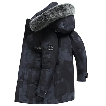 Bunda Mužov Oblečenie Dole Strednej dĺžky Coats Jeseň Zimný Kabát Parkas Kapucňou Zahustiť s Puffer Zm712