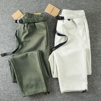 Ťažké bavlna rovné nohavice na jeseň mužov voľné Joker farbou bežné nohavice trend army zelená rovné nohavice
