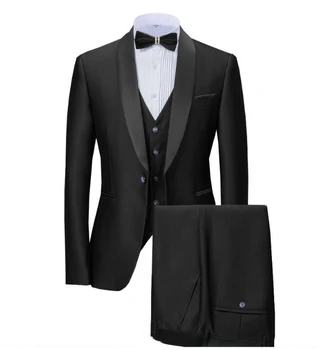 Čierny Smoking Mens Ženícha Tuxe Značky Sako bežné Slim Fit sako mužský kabát plus vyhovovali veľkosti S-5XL vlastné oblek