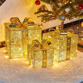 Súdiac Stanov Vianočné Osvetlenie Darčekové Krabice, Dekorácie Vonkajšie Teplej Bielej Žiarovky Box Dekorácie Krytý Ornament Celkom