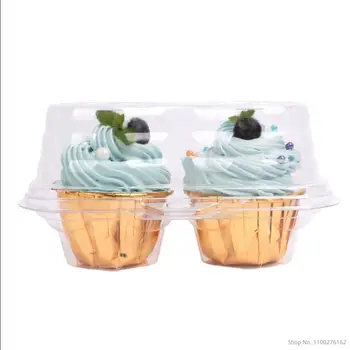 50pcs 2 Otvory Cupcake Potravín Kontajner Jasné, Plastové Pečenie Balenie Mousse Cake Box