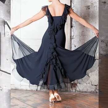 Elegantné Sála Šaty Čierne Šaty Štandardné Sála Tango Tanečné Šaty Valčík Oblečenie Ballroom Dance Súťaže Šaty BI168