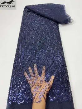 Madison New Design Korálkové Flitrami Čipky Textílie Luxusné, Ručne Vyrábané Korále Čipky, Výšivky Francúzsky Nigérijský Tylu Čipky Textílie Pre Strán