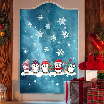 Vianočná Vločka Okno Obopína Obtlačky Penguin Claus Snehuliak Vianoce Vianoce DIY Stenu Odtlačkový Vianočné Nálepky Dekorácie